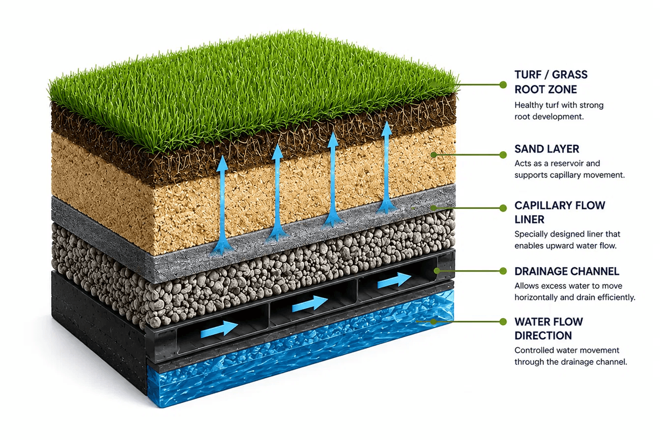 Capillary Flow bunker liner cross-section